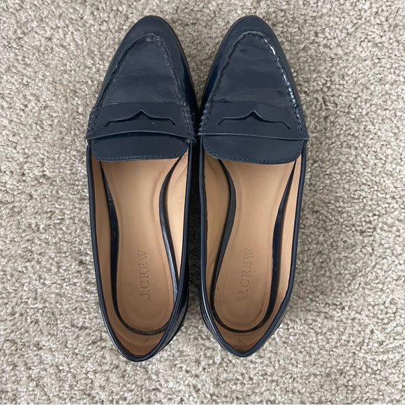 J. Crew Shoes - J. Crew Navy Patent Penny Loafer Flats
